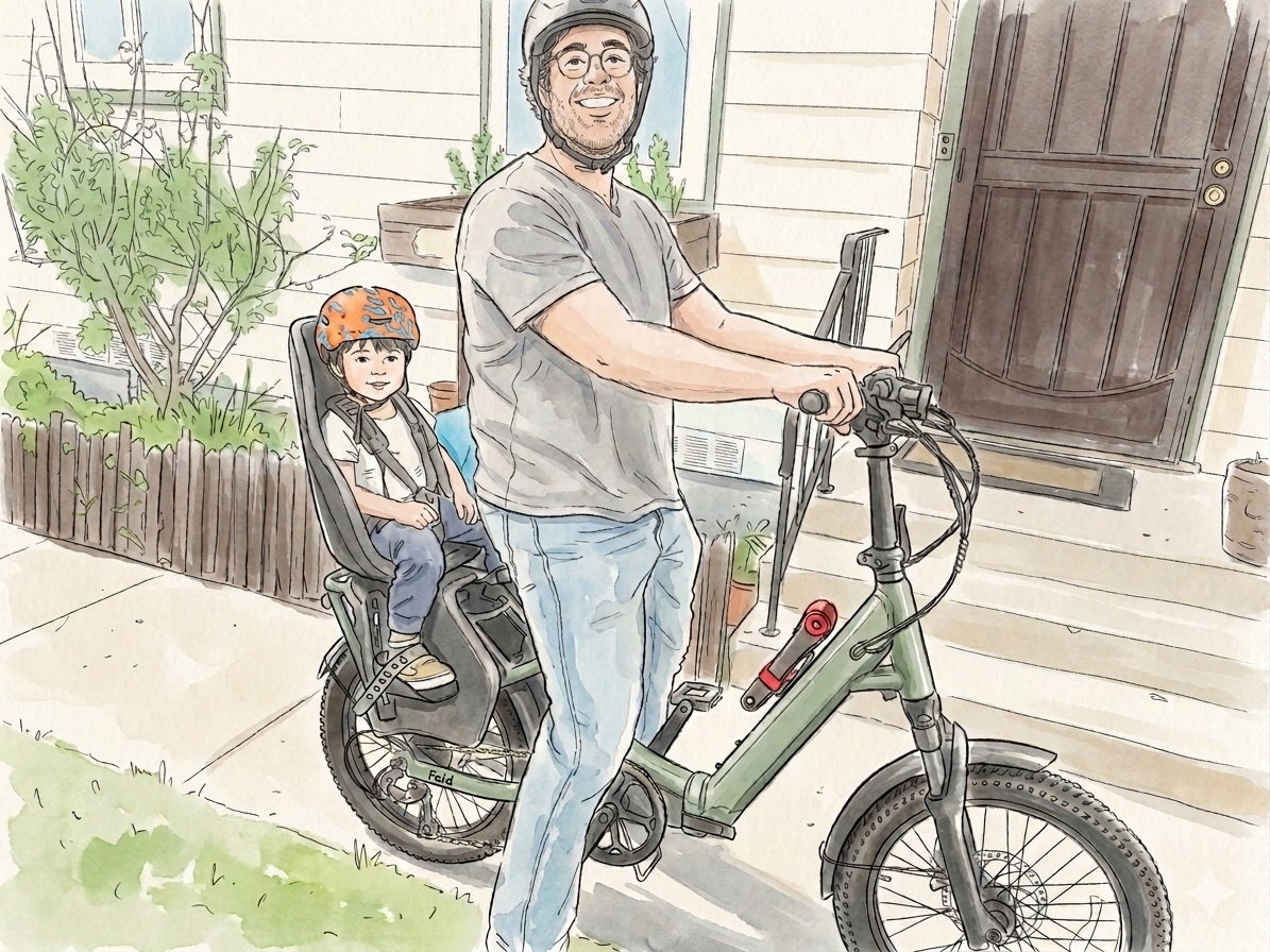 Dan and his kid on a bike